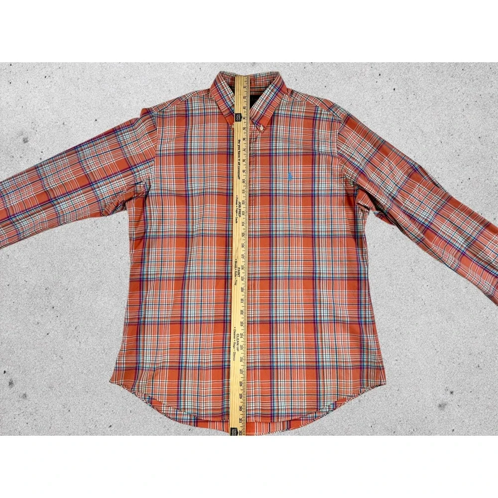 Ralph Lauren Button Down Shirt Mens L Plaid Excellent Custom Fit‎ Long Sleeve